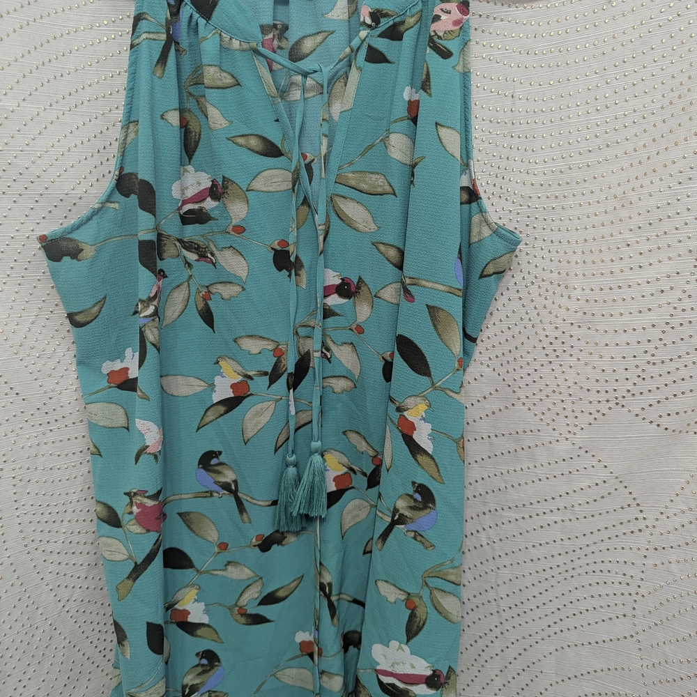 Old Navy Teal Floral Sleeveless Blouse